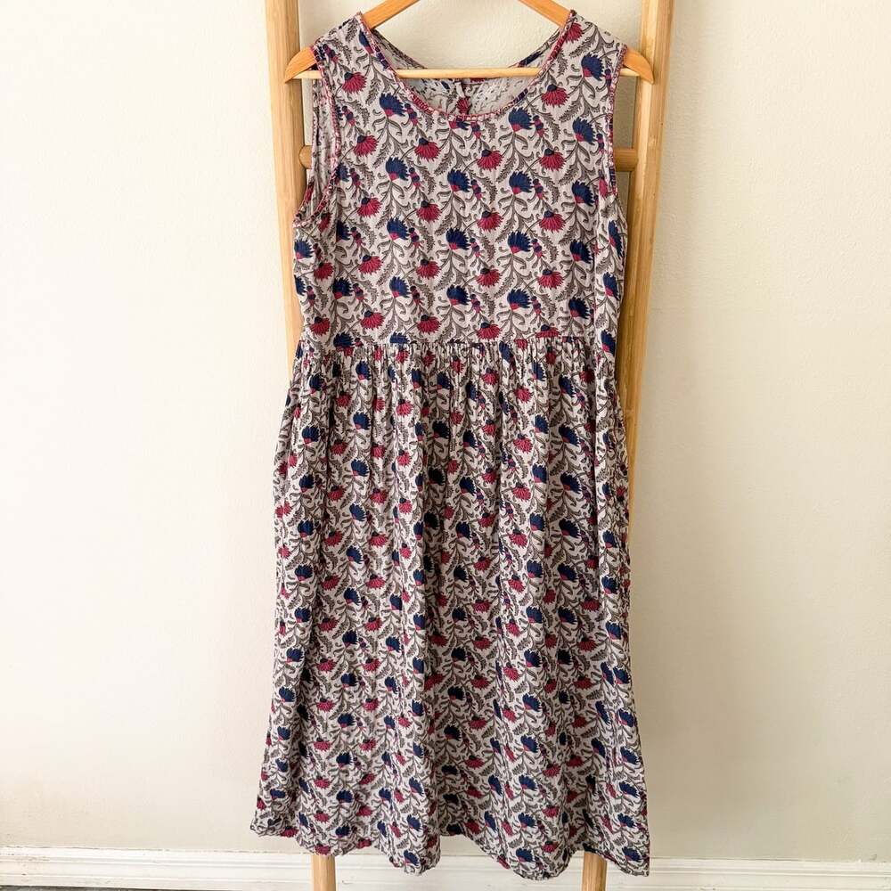 Natural Life Floral Boho Midi Dress Women’s Medium Sleeveless Button Back